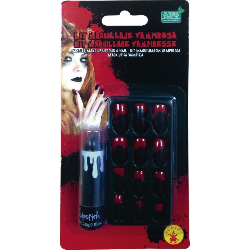 Kit rouge a lèvre et faux ongles sang