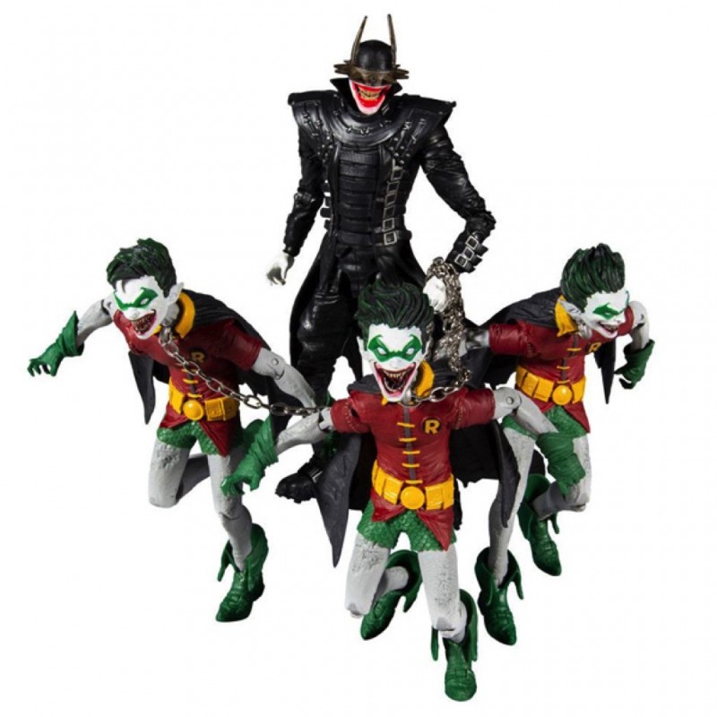 DC Comics - Pack 4 figurines Batman Who Laughs with Robins on earth