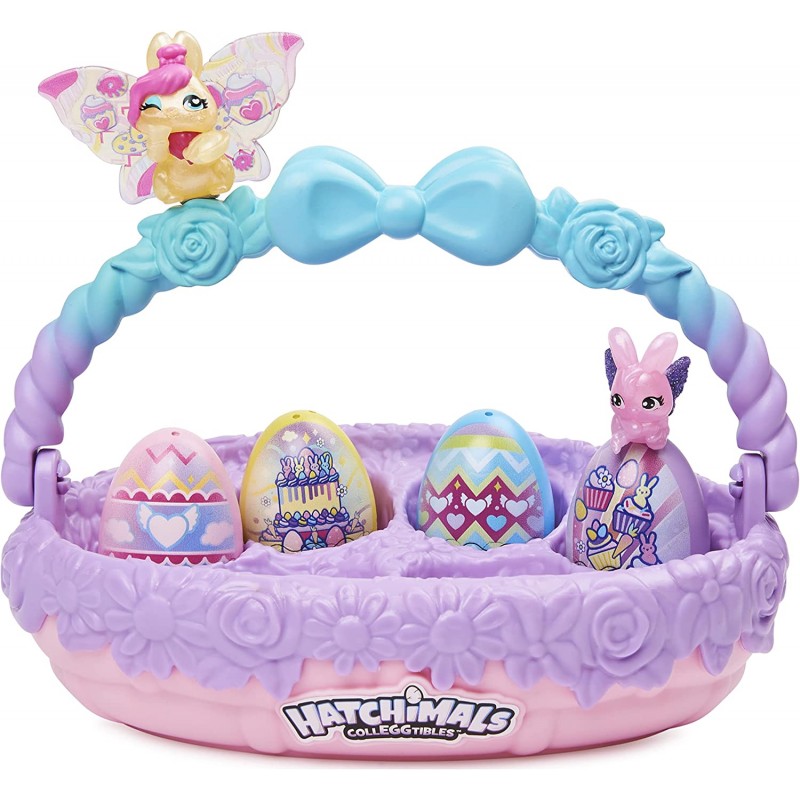 Panier de 4 œufs surprises + 2 figurines - Hatchimals Familles