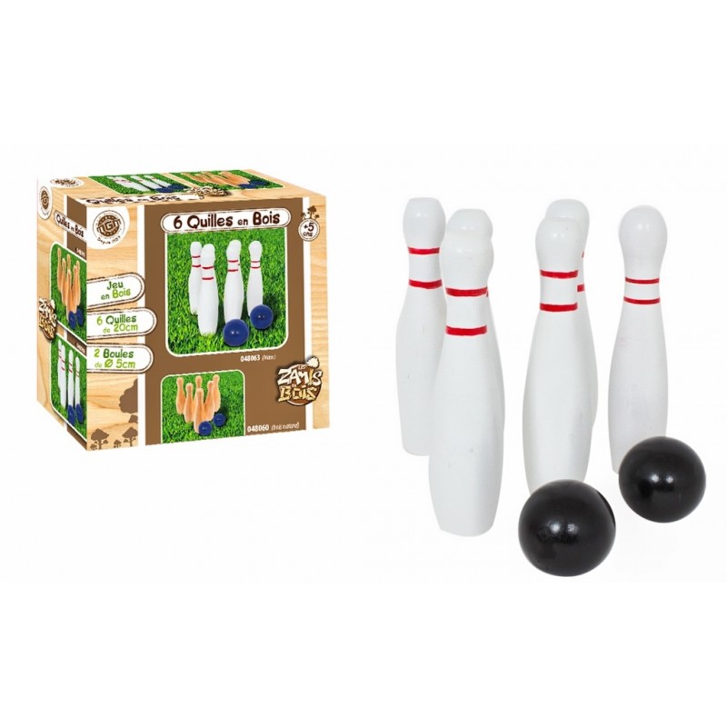 Jeu de 6 quilles 20 cm + 2 boules