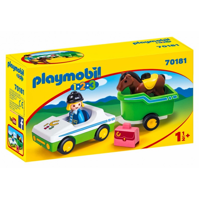 Cavalière Avec Voiture Et Remorque - Playmobil 1.2.3 - 70181