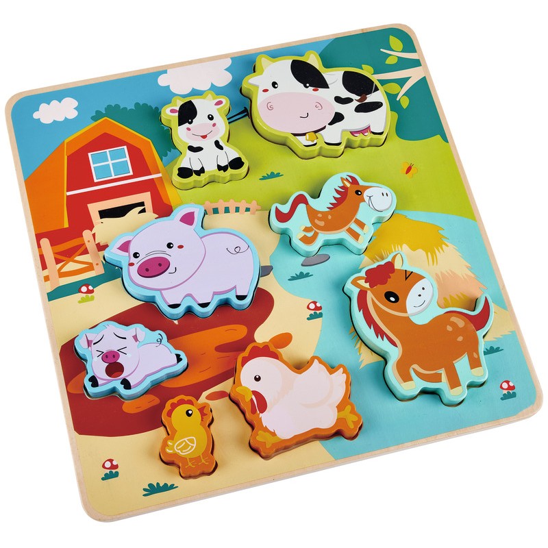 Puzzle 8 pièces animaux de la ferme Kidway