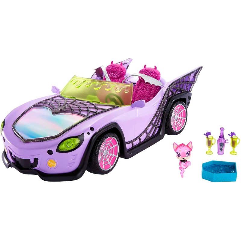 Monster High Voiture Goule Mobile Avec Animal Et Accessoires