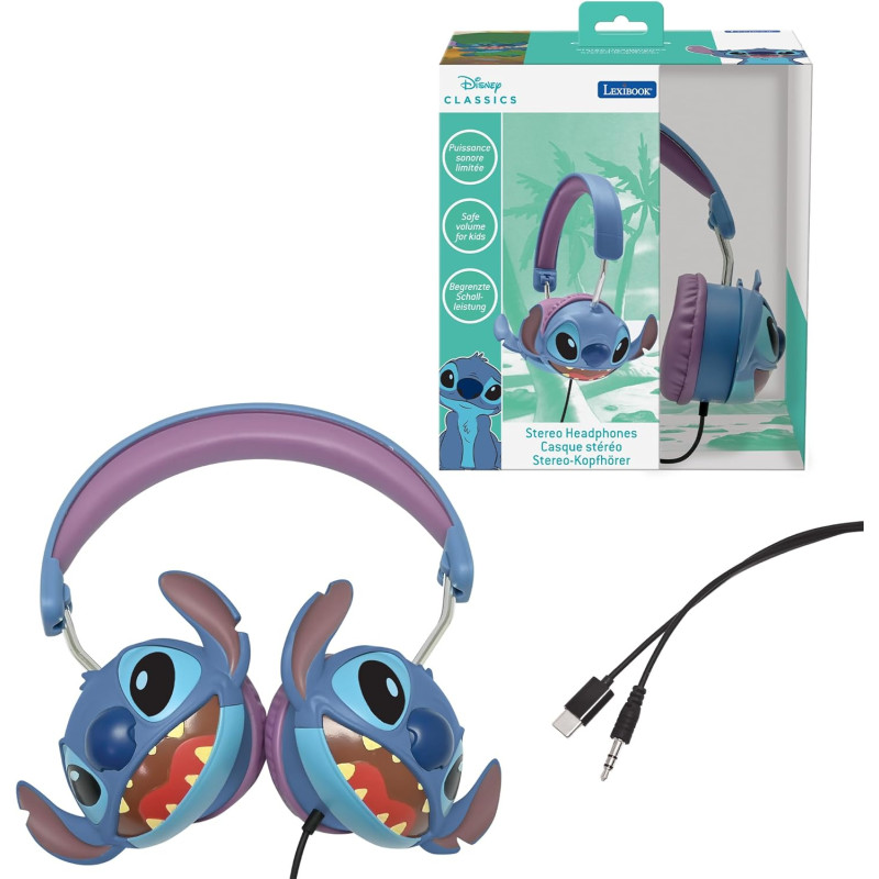 Lexibook, Disney Stitch, Casque stéréo Filaire Stitch 3D
