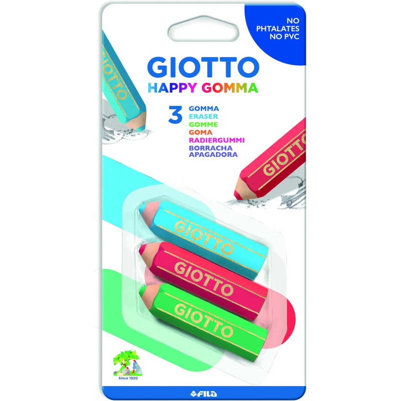 Blister 3 gommes Happy Gomma Giotto