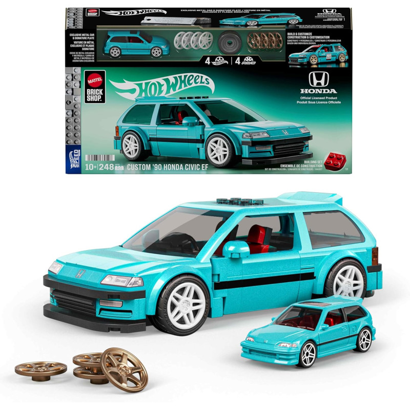 Mattel Brick Shop Hot Wheels Coffret de Construction Custom Honda Civic EF de 1990