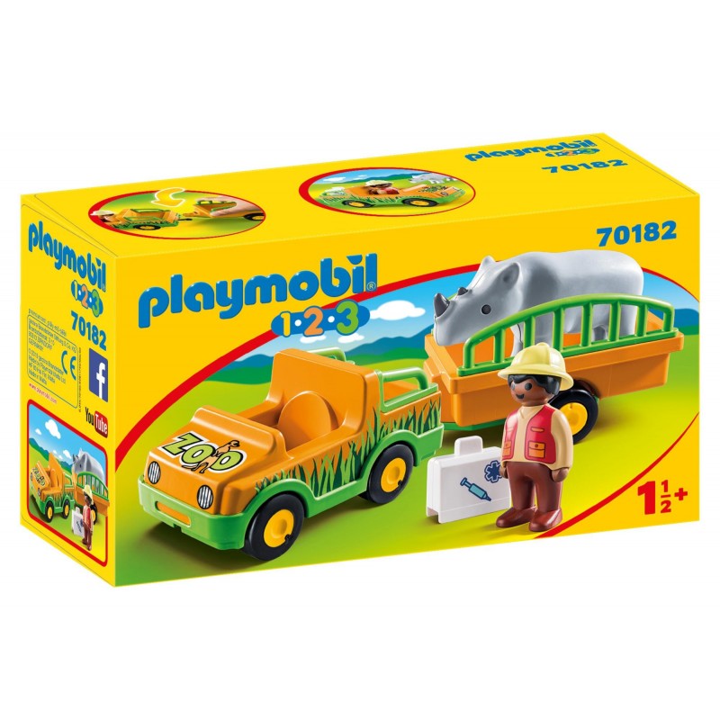 Vétérinaire avec véhicule et rhinocéros - Playmobil 1.2.3 70182