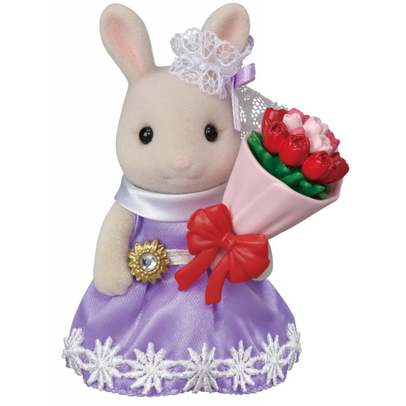 La grande soeur lapin crème et son bouquet de fleurs - Sylvanian Families