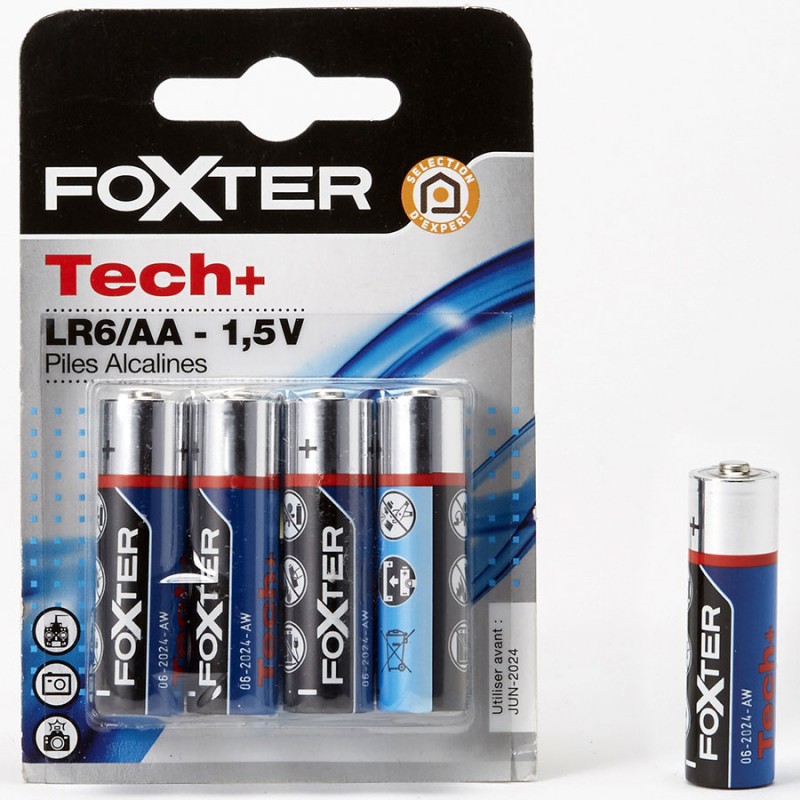 Pack de 4 Piles Foxter Tech+ LR06/AA 1.5V
