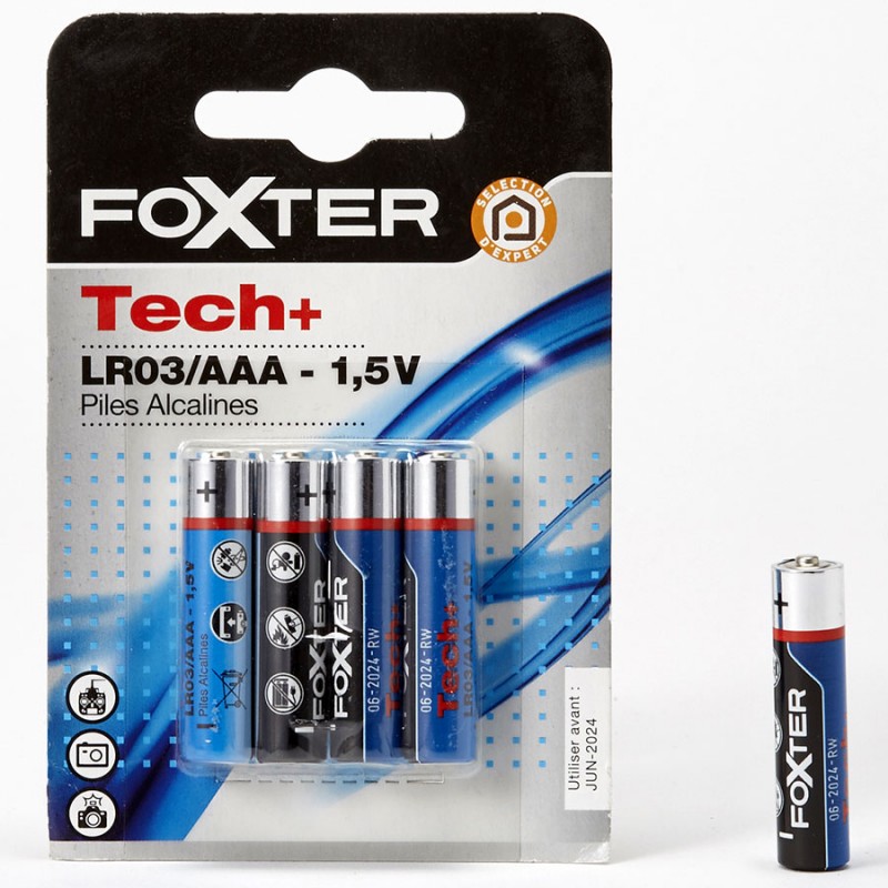 Pack de 4 Piles Foxter Tech+ LR03/AAA 1.5V