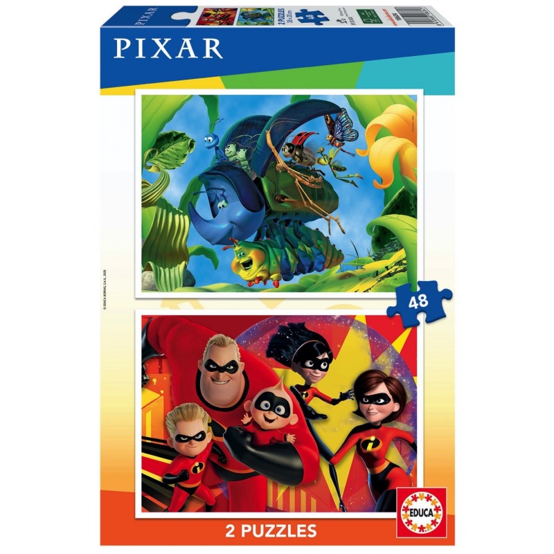 2 Puzzles 48 pièces - Pixar (1001 Pattes + Les Indestructibles)