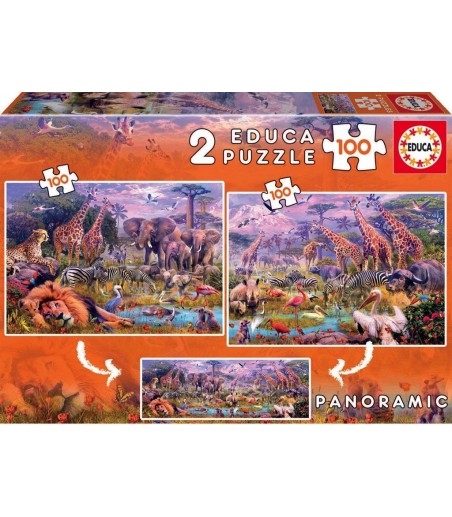 2 Puzzles 100 pièces -...