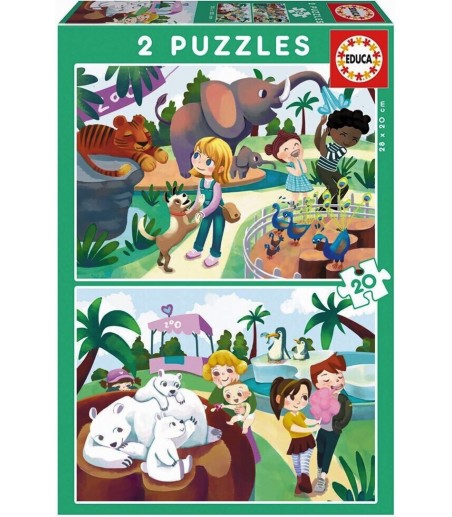 2 Puzzles 20 pièces - Au Zoo