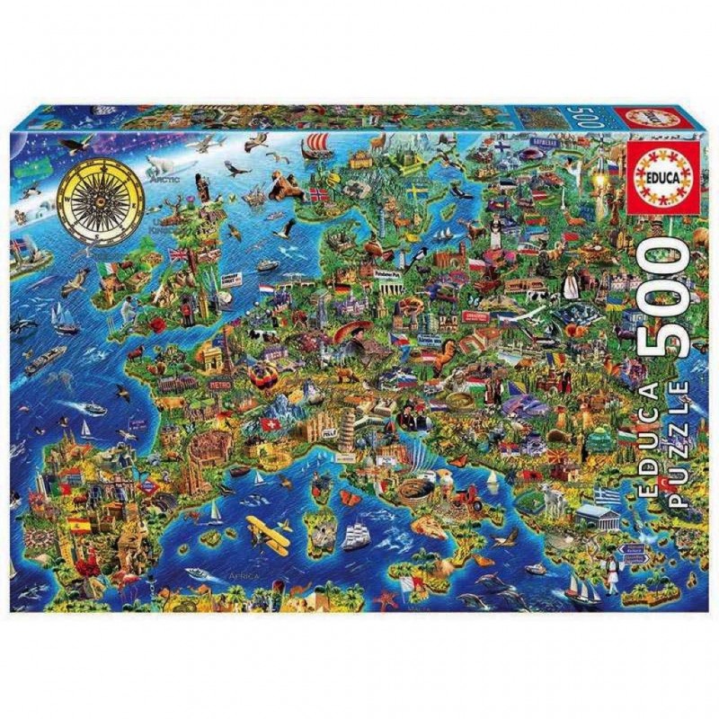 Puzzle 500 pièces - La folle carte d'Europe