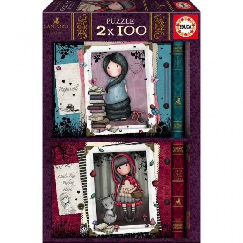 2 Puzzles 100 pièces - Little Red Riding Hood + Rapunzel