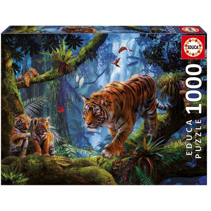 Puzzle 1000 pièces - Tigres sur l'arbre