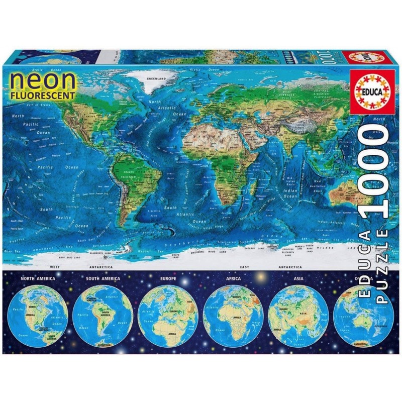 Puzzle 1000 pièces - Planisphère "Neon"