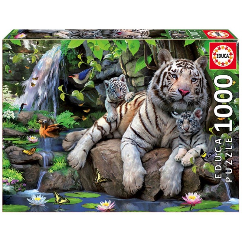 Puzzle 1000 pièces - Tigres Blancs du Bengale