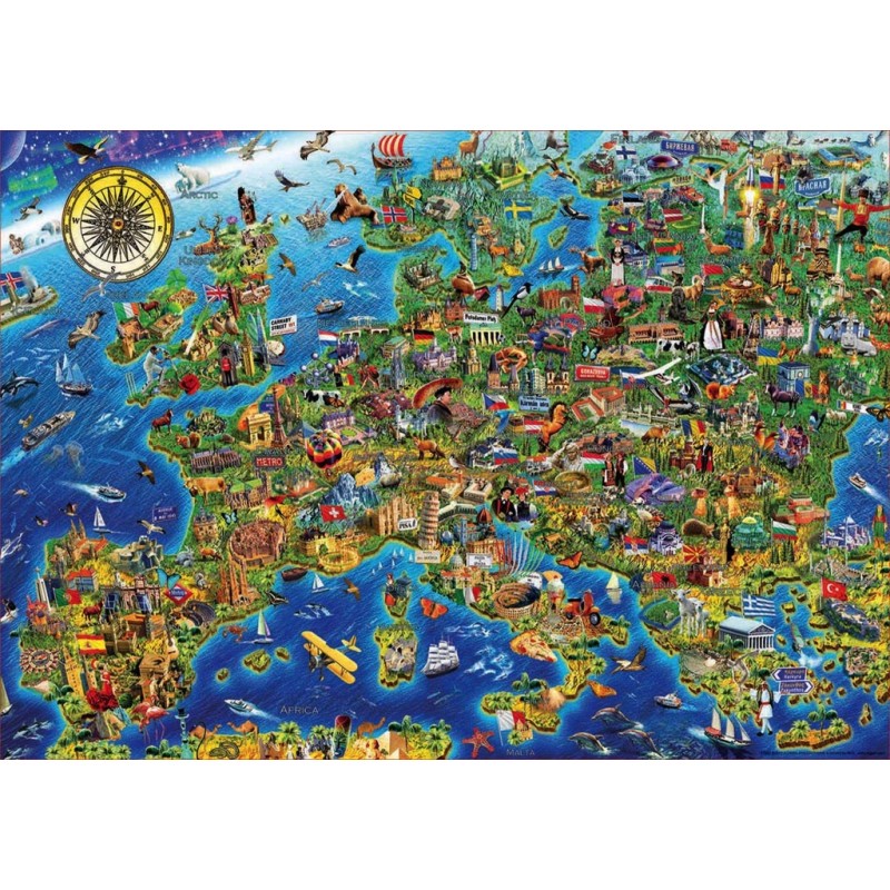 Puzzle 500 pièces - La folle carte d'Europe