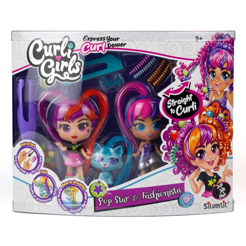 Curligirls and pet twin set ( 2 poupées + 1 animal)