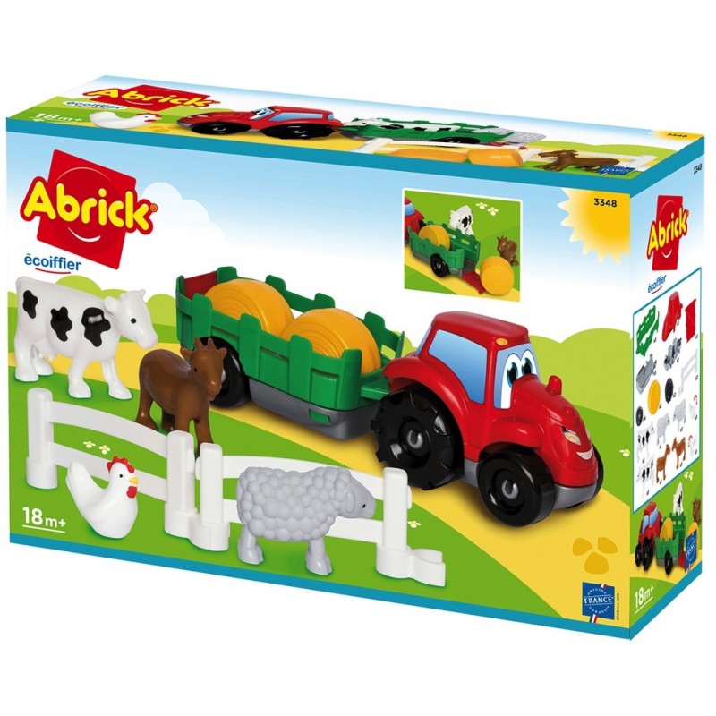 Coffret voiture + animaux de la ferme Abrick