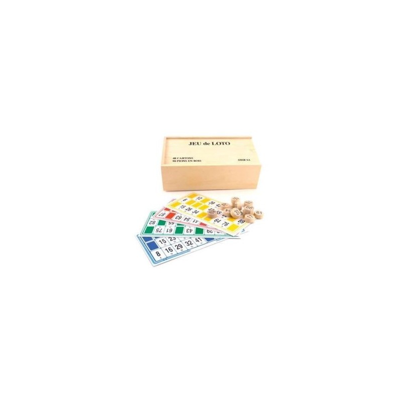 Coffret Loto : Jetons en Bois et 48 cartes